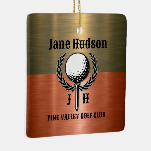 Minimalistisch Elegant Geborsteld Koper Golf Desig Keramisch Ornament (Rechts)