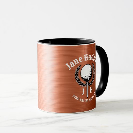 Minimalistisch Elegant Geborsteld Koper Golf Desig Mok (Voorkant rechts)