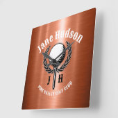 Minimalistisch Elegant Geborsteld Koper Golf Desig Vierkante Klok (Hoek)