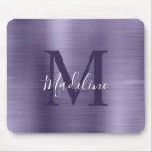 Minimalistisch Elegant geborsteld Metaal Paars Mon Muismat (Voorkant)