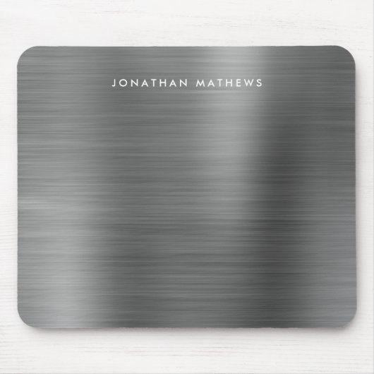 Minimalistisch elegant geborsteld metalen zilver g muismat (Voorkant)