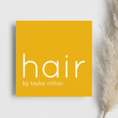 Minimalistisch Elegant Geel Wit Haar Stylist Vierkante Visitekaartje