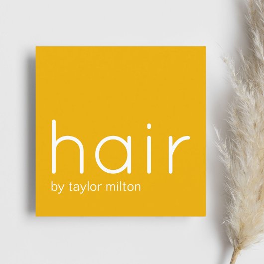 Minimalistisch Elegant Geel Wit Haar Stylist Vierkante Visitekaartje