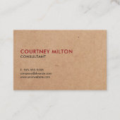 Minimalistisch Elegant Geprinte Kraft Paper 
 Visitekaartje (Voorkant)