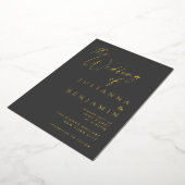 Minimalistisch Elegant Gold Black Script Chic Wedd Folie Uitnodiging (Gedraaid)