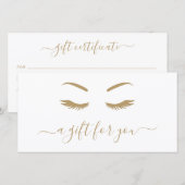 Minimalistisch Elegant Gold Lashes Cadeaucertifica (Voorkant / Achterkant)