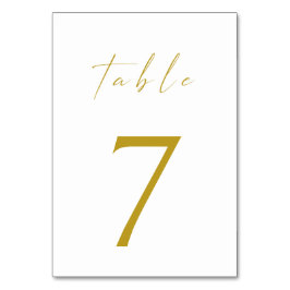 Minimalistisch Elegant Gold Script Table Number Kaart