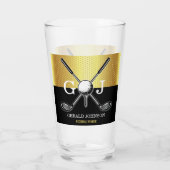 Minimalistisch Elegant Golf Monogram Glas (Achterkant)