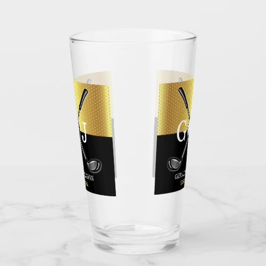 Minimalistisch Elegant Golf Monogram Glas (Links)