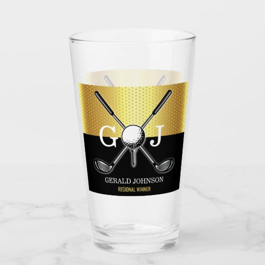 Minimalistisch Elegant Golf Monogram Glas (Voorkant)
