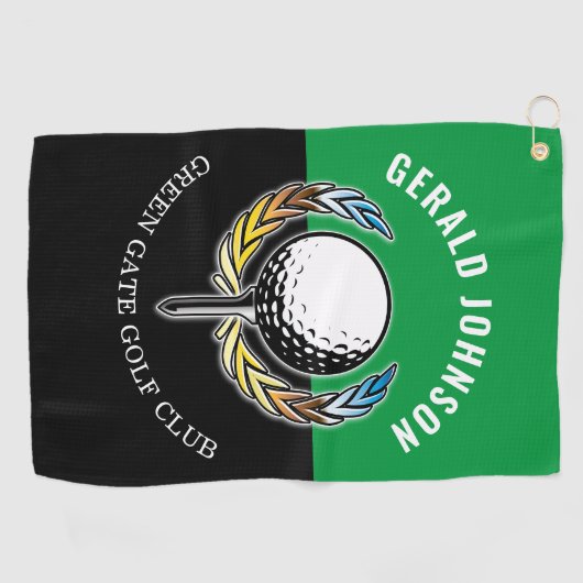 Minimalistisch Elegant Golf Monogram Golfhanddoek (Horizontaal)