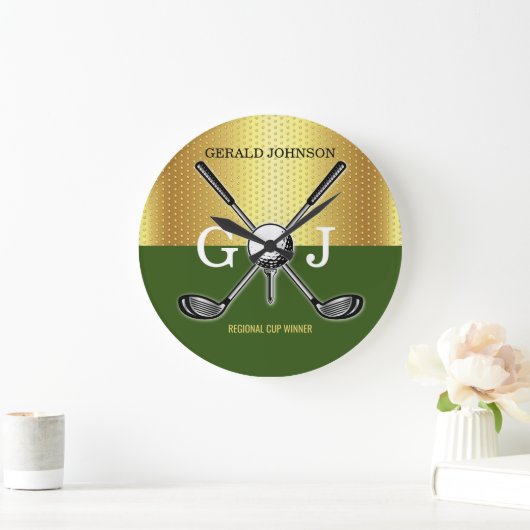Minimalistisch Elegant Golf Monogram Grote Klok (Huis)