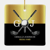 Minimalistisch Elegant Golf Monogram Keramisch Ornament (Achterkant)