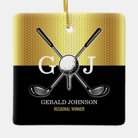 Minimalistisch Elegant Golf Monogram Keramisch Ornament (Voorkant)
