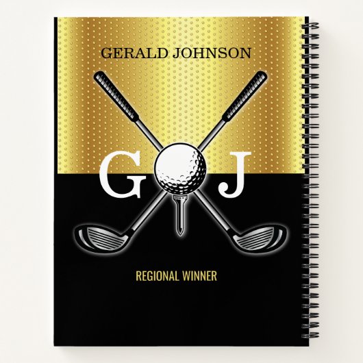 Minimalistisch Elegant Golf Monogram Notitieboek (Achterkant)