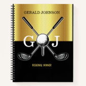 Minimalistisch Elegant Golf Monogram Notitieboek (Voorkant)