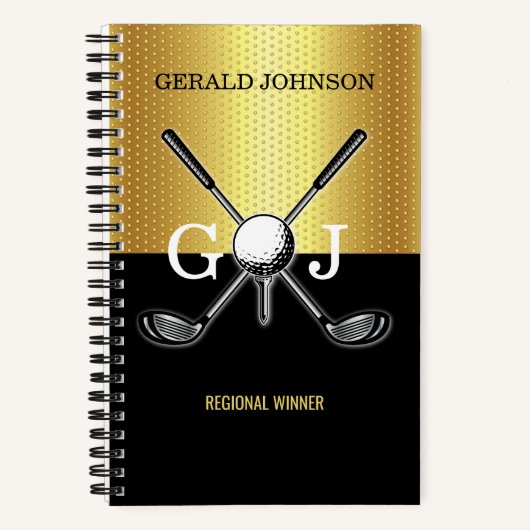 Minimalistisch Elegant Golf Monogram Notitieboek (Voorkant)