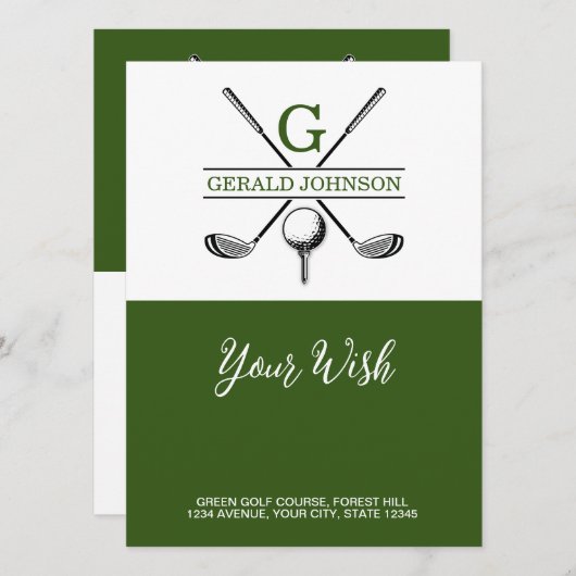 Minimalistisch Elegant Golf Monogram Ontwerp Feestdagenkaart (Voorkant / Achterkant)