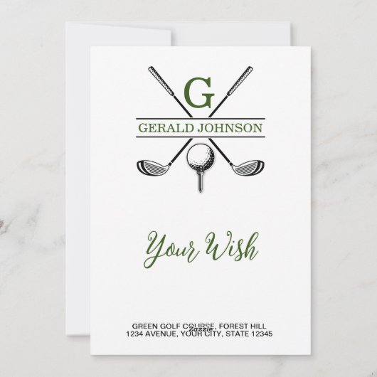 Minimalistisch Elegant Golf Monogram Ontwerp Feestdagenkaart (Achterkant)