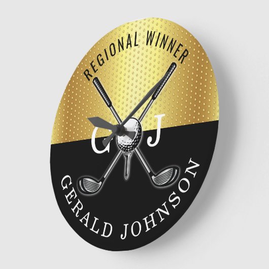 Minimalistisch Elegant Golf Monogram Ontwerp Grote Klok (Hoek)