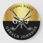 Minimalistisch Elegant Golf Monogram Ontwerp Grote Klok (Voorkant)