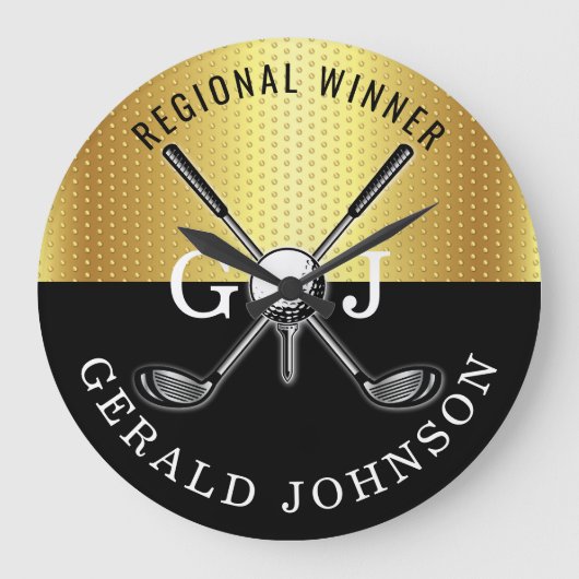 Minimalistisch Elegant Golf Monogram Ontwerp Grote Klok (Voorkant)