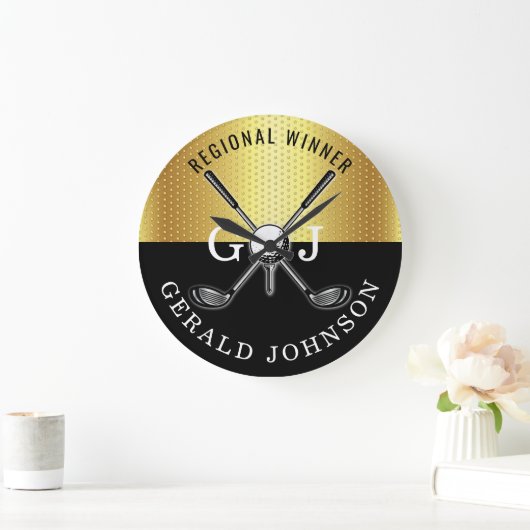 Minimalistisch Elegant Golf Monogram Ontwerp Grote Klok (Huis)