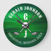 Minimalistisch Elegant Golf Monogram Ontwerp Grote Klok (Voorkant)