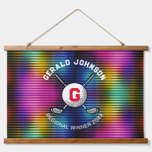 Minimalistisch Elegant Golf Monogram Ontwerp Hangend Wandkleed