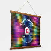 Minimalistisch Elegant Golf Monogram Ontwerp Hangend Wandkleed (Gebogen)