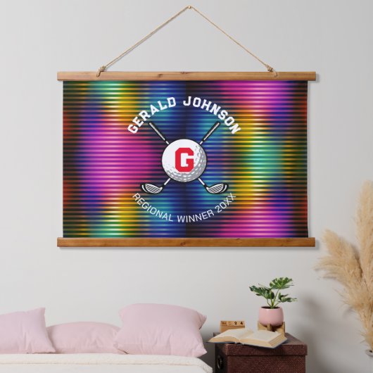 Minimalistisch Elegant Golf Monogram Ontwerp Hangend Wandkleed (Slaapkamer)