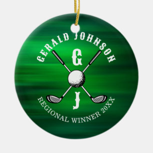 Minimalistisch Elegant Golf Monogram Ontwerp Keram Keramisch Ornament