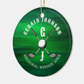 Minimalistisch Elegant Golf Monogram Ontwerp Keram Keramisch Ornament (Links)