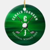 Minimalistisch Elegant Golf Monogram Ontwerp Keram Keramisch Ornament (Achterkant)