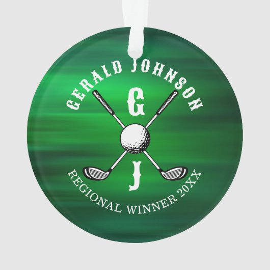 Minimalistisch Elegant Golf Monogram Ontwerp Ornament (achterkant)