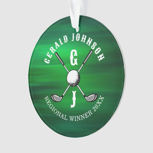 Minimalistisch Elegant Golf Monogram Ontwerp Ornament (voorkant)