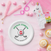 Minimalistisch Elegant Golf Monogram Ontwerp Papieren Bordje (Feest)