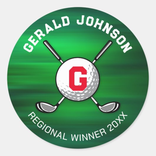 Minimalistisch Elegant Golf Monogram Ontwerp Ronde Sticker (Voorkant)
