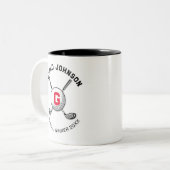 Minimalistisch Elegant Golf Monogram Ontwerp Tweekleurige Koffiemok (Voorkant links)