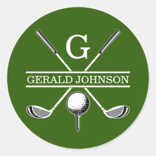 Minimalistisch Elegant Golf Monogram op Maat Ronde Sticker