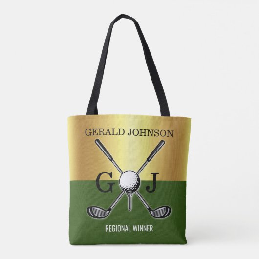 Minimalistisch Elegant Golf Monogram Tote Bag (Achterkant)