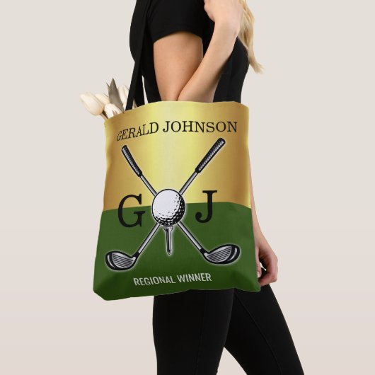 Minimalistisch Elegant Golf Monogram Tote Bag (Dichtbij)