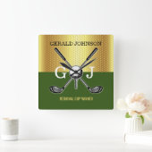 Minimalistisch Elegant Golf Monogram Vierkante Klok (Huis)