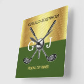 Minimalistisch Elegant Golf Monogram Vierkante Klok (Hoek)