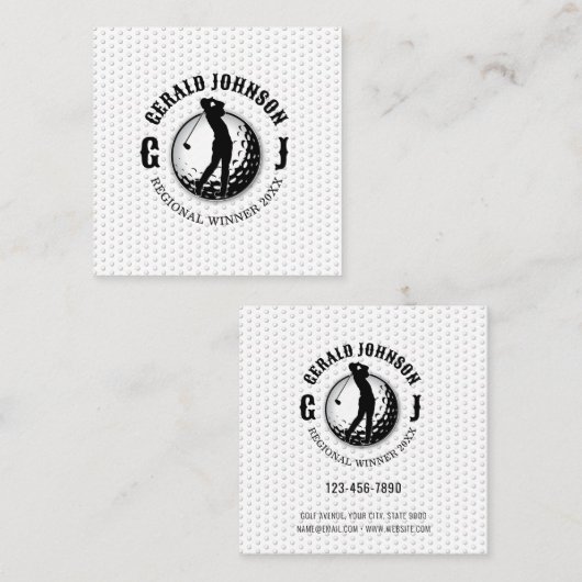 Minimalistisch elegant golfontwerp vierkante visitekaartje (Voorkant / Achterkant)