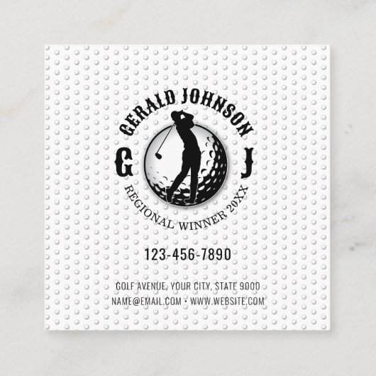 Minimalistisch elegant golfontwerp vierkante visitekaartje (Achterkant)