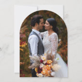 Minimalistisch Elegant Goud Moderne Foto Huwelijk Kaart (Achterkant)