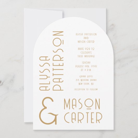 Minimalistisch Elegant Goud Moderne Foto Huwelijk Kaart (Voorkant)