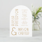 Minimalistisch Elegant Goud Moderne Foto Huwelijk Kaart (Staand voorkant)