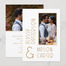 Minimalistisch Elegant Goud Moderne Foto Huwelijk